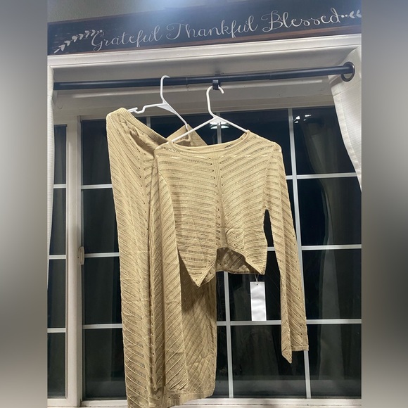 Dresses & Skirts - Beige Knit Sweater and Skirt Set #festival #beachy